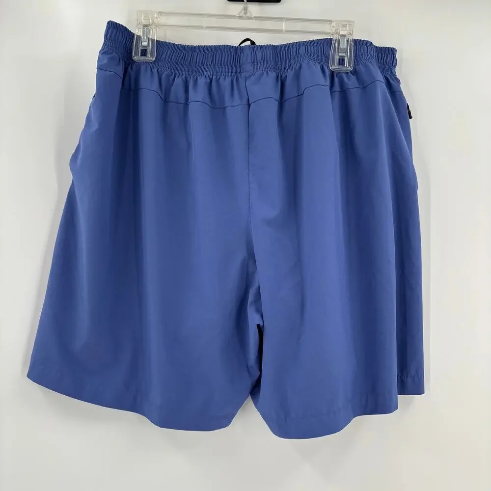 Champion Mens 2XL Blue Black‎ Lined Stretch Waist Drawstring Athletic Shorts